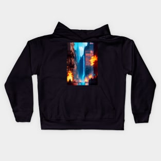 The Destroy Futuristic City. Kids Hoodie